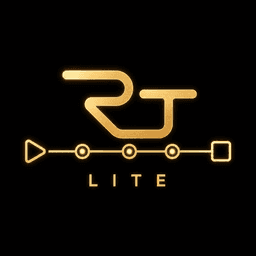 RailTaskLite logo — a stylized R/T mark above an execution rail with play, three checkpoint nodes, and a stop square